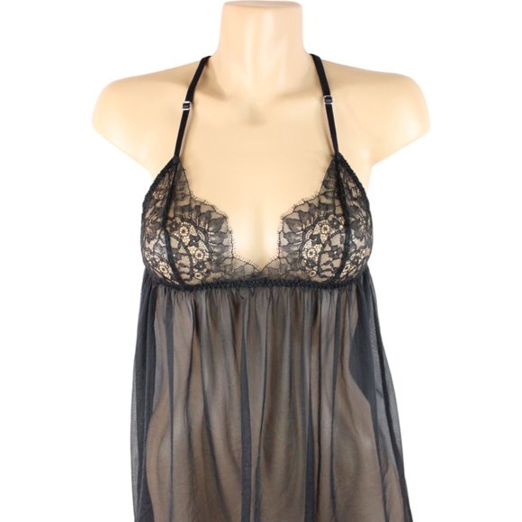 Victoria's Secret Negligee Black Size Small Baby Doll Top Sheer Sleep Top N123 - Picture 4 of 9
